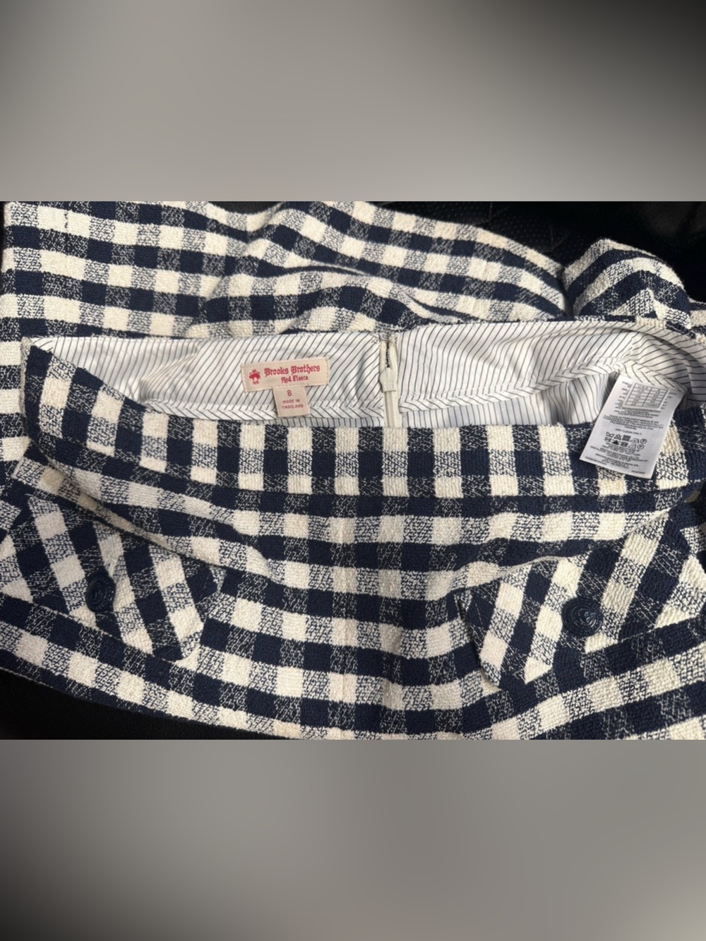 Brooks Brothers Red Fleece Navy White Gingham Tweed Skirt Suit Set Size 10 - Picture 9 of 11